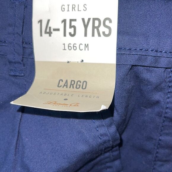 Denim Co. Shorts cargo Girls size 14 uniform Navy Blue Adjustable Length New - Picture 8 of 11